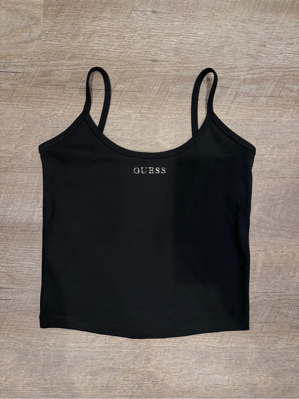 GUESS Athleisure Black Logo Top Size XS Y2K Inspired Casual Stretch Tee - Picture 2 of 7